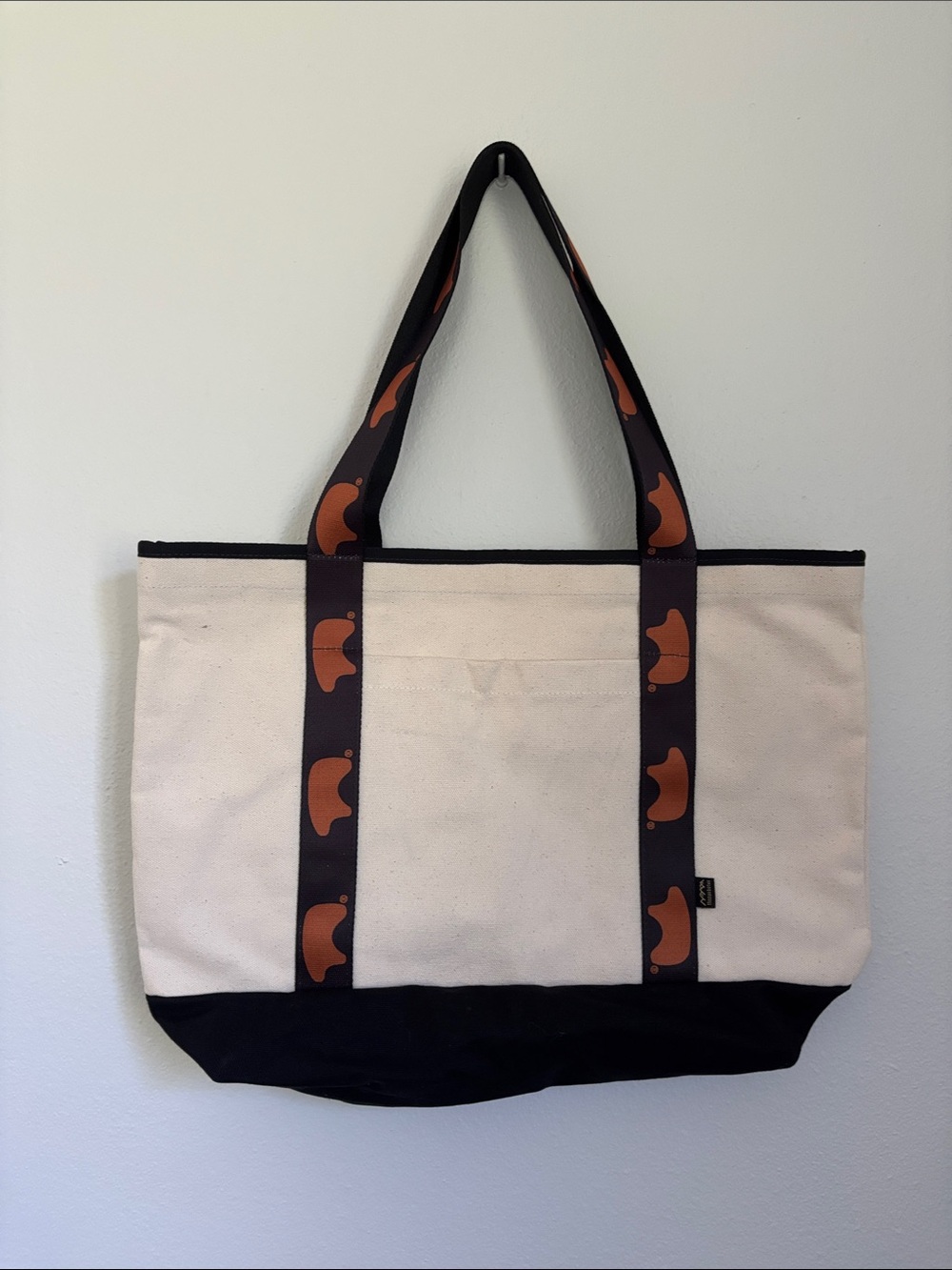 Canvas Tote Bag with Brown Accent Straps Thomas Bates Made in USA